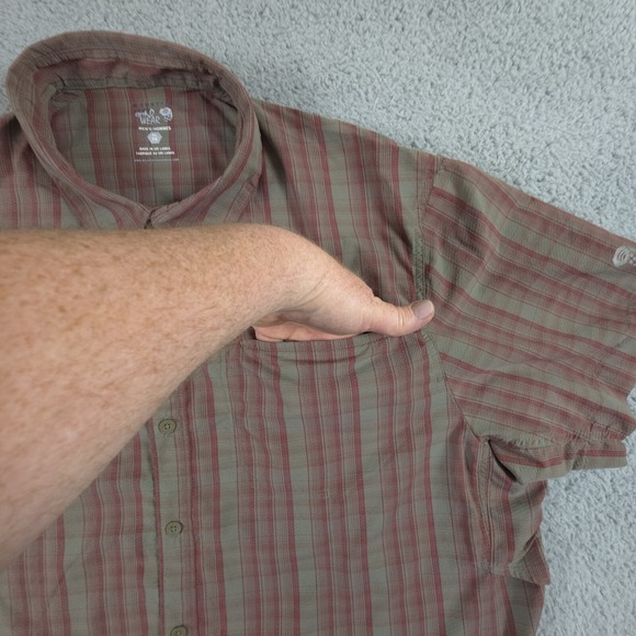 Mountain Hardwear Shirt Mens XL Plaid Short Sleeve Button Up Hiking Outdoors - Picture 6 of 13